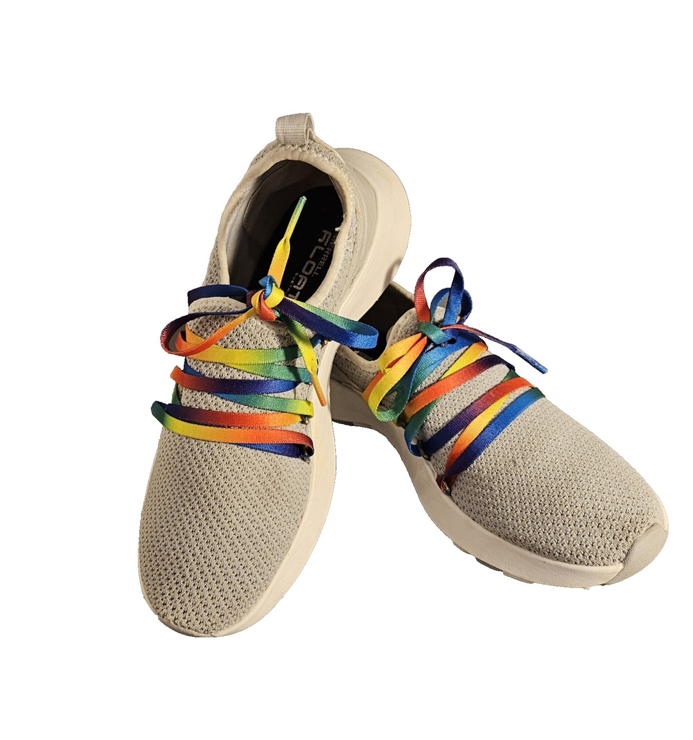 Merrell FLOATECO Shoes Women Cloud Knit Sneakers Lace Grey Rainbow Laces SZ 5.